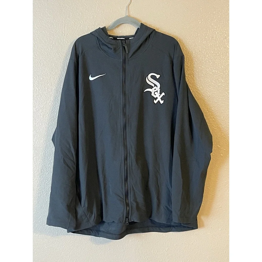 Men's 2XL NWOT Chicago White Sox Nike‎ Pregame Performance Full-Zip Hoodie Black